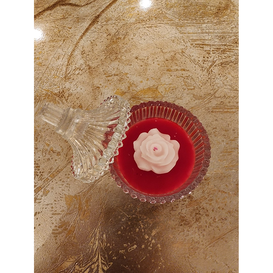 Enavm Dekoratif Cam Kutuda Gül Mum - 1 Adet