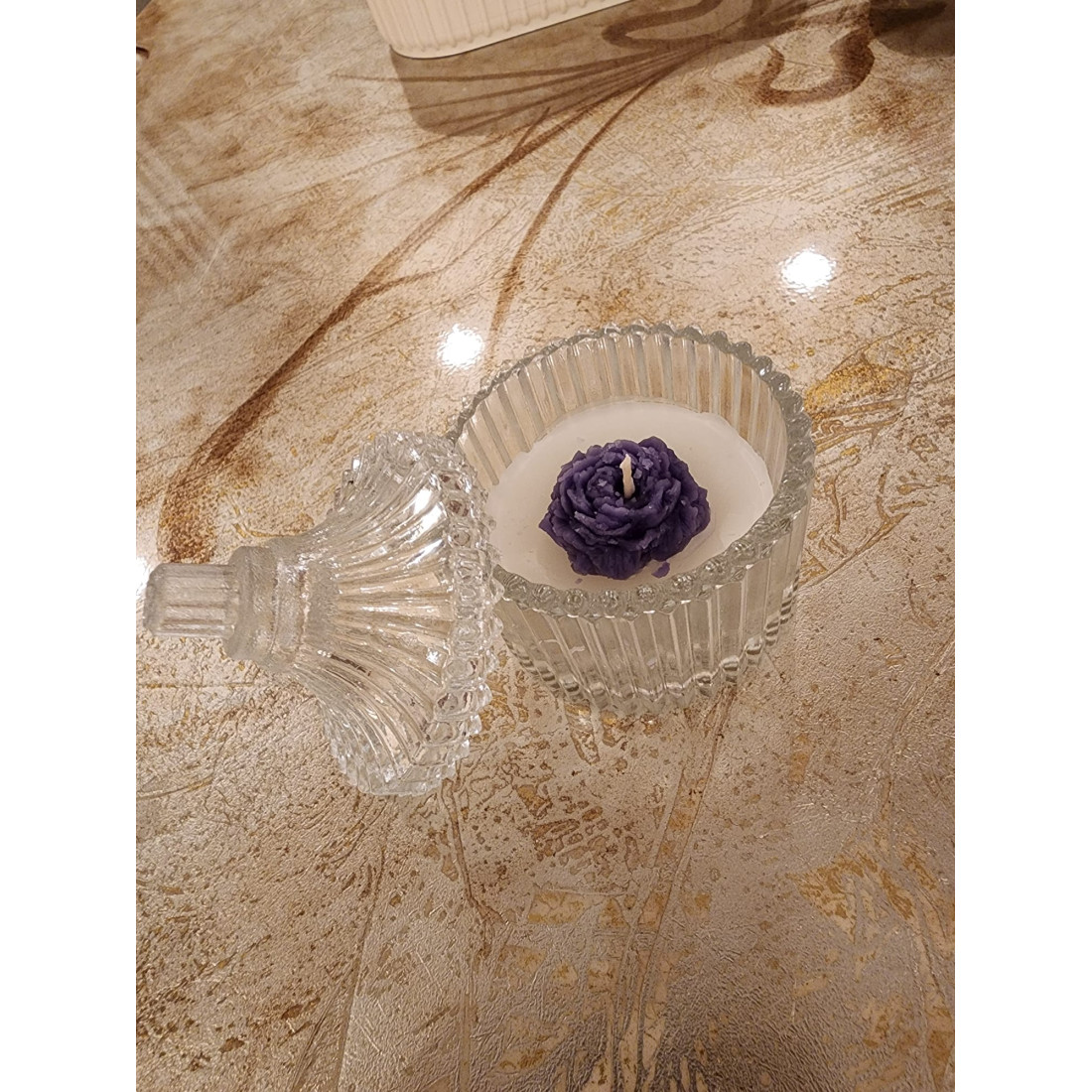 Enavm Dekoratif Cam Kutuda Şakayık Mum - 1 Adet