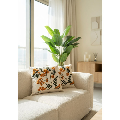 Enavm Punch Bohem Turuncu Sarmaşık Yastık / Kırlent Kılıfı 43*43 cm - 2 adet