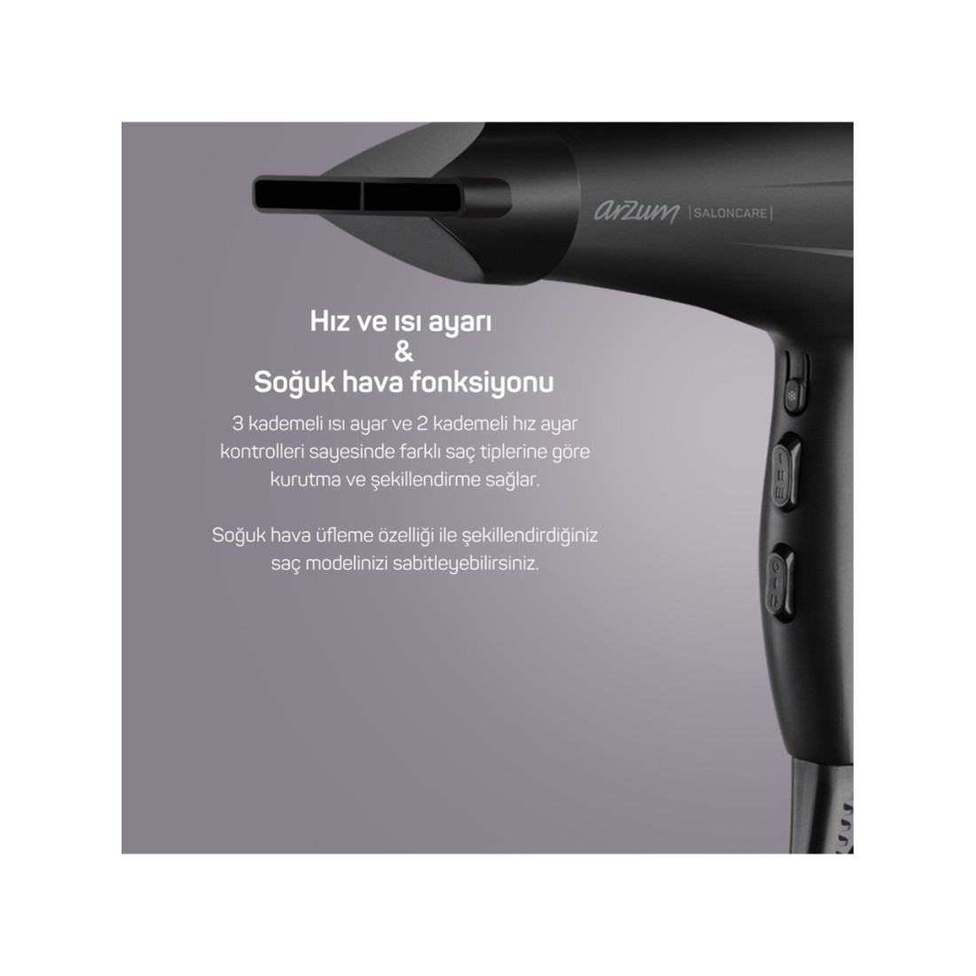 Arzum AR5098 Saloncare Profesyonel Saç Kurutma Makinesi - Siyah - 2200 Watt