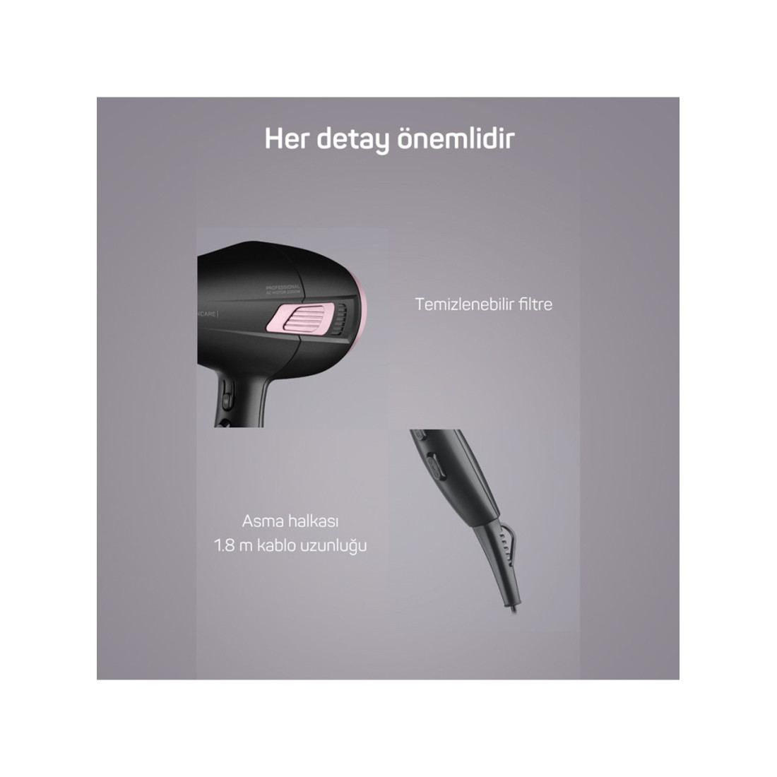 Arzum AR5098 Saloncare Profesyonel Saç Kurutma Makinesi - Siyah - 2200 Watt