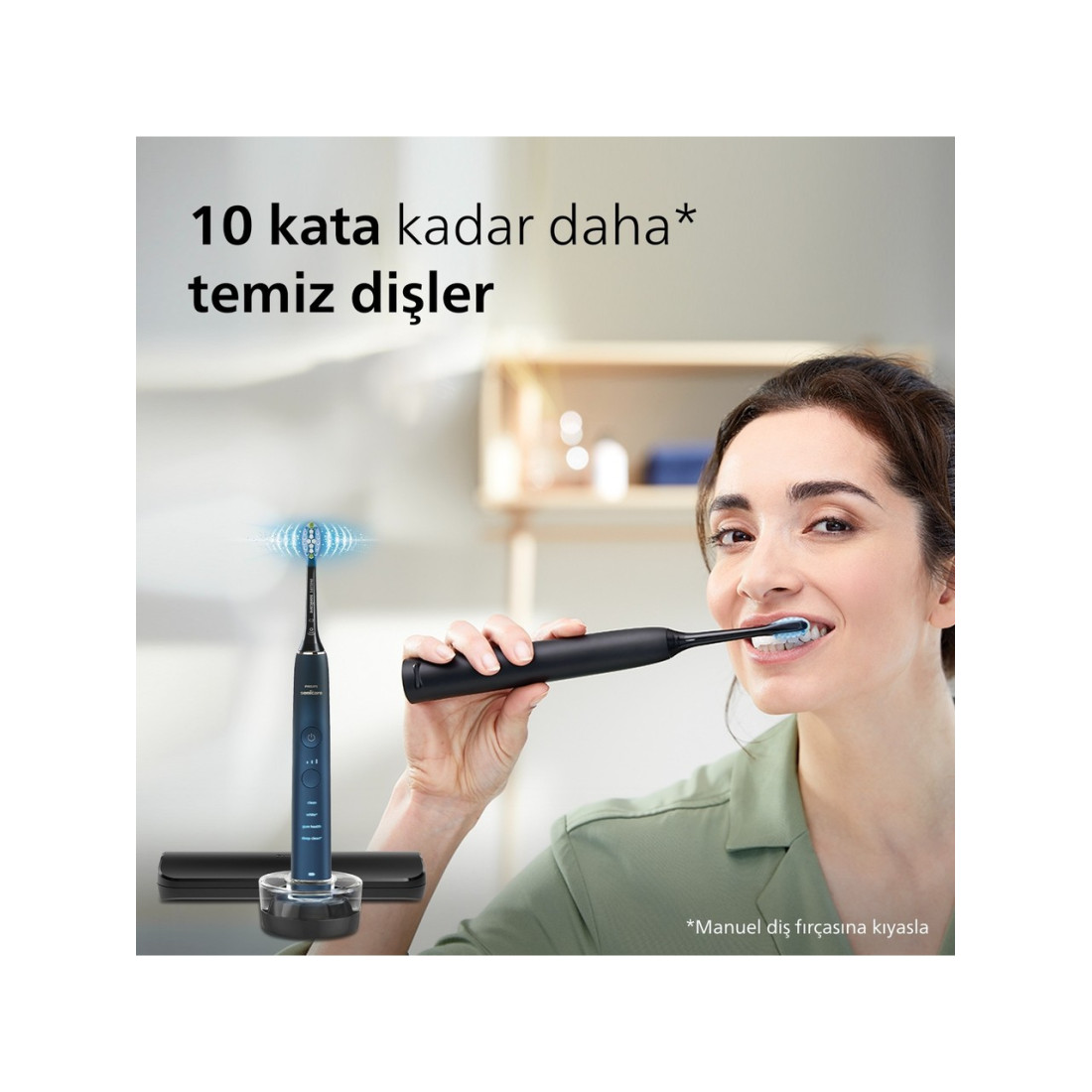 Philips Sonicare Diamond Clean 9000 Şarjlı Diş Fırçası,Seyahat Kabı,Sonicare App - Siyah HX9911/88