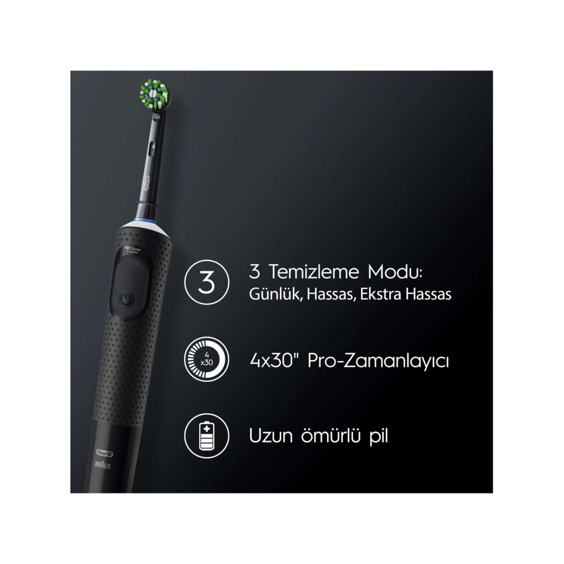 Oral-B D103 Vitality Pro Cross Action Şarjlı Diş Fırçası 2'li Avantaj Paketi - Siyah / Lila