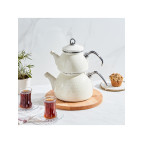 Karaca Kristal Krem Emaye Midi Çaydanlık Takımı