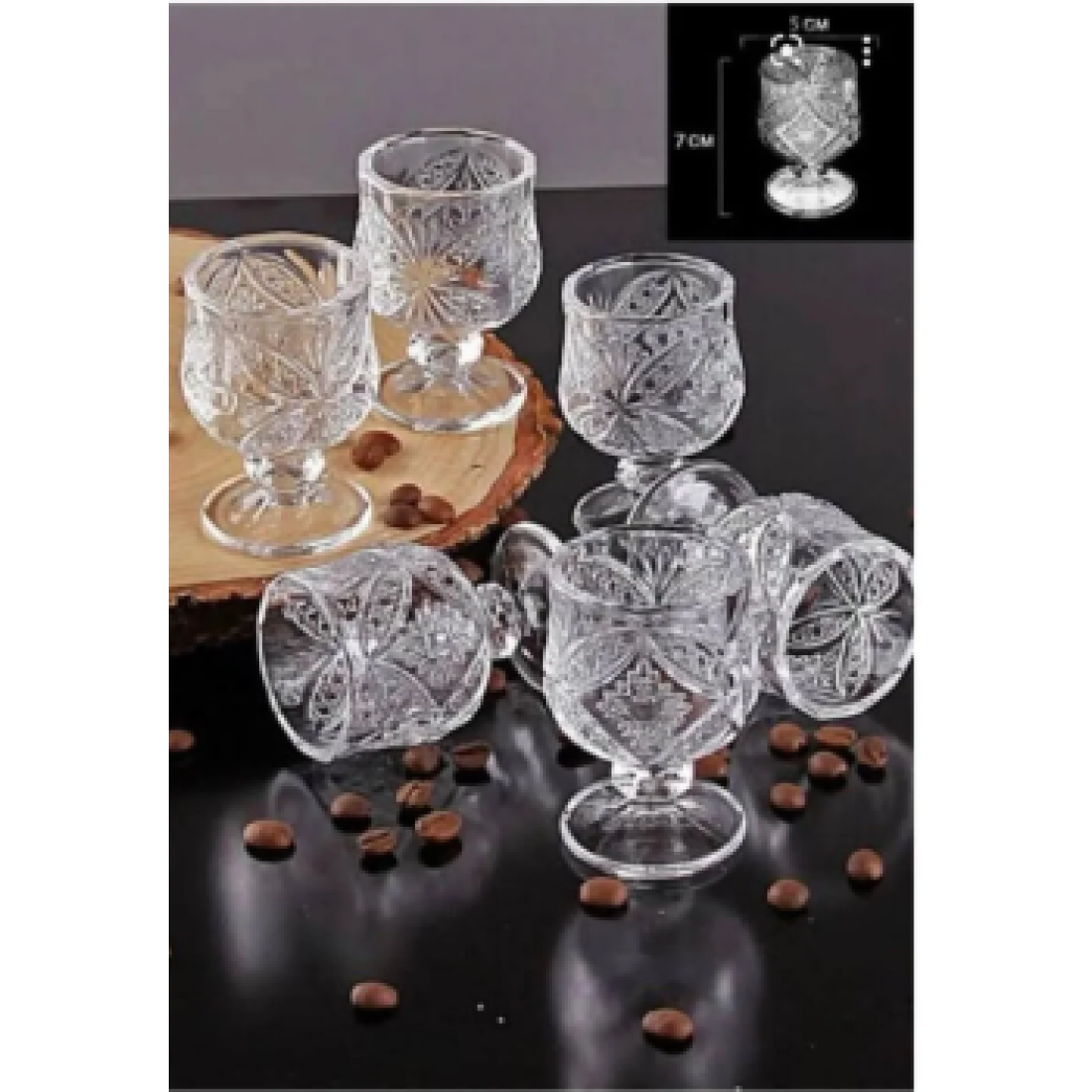 ENAVM MİNİ KESME KRİSTAL KAHVE YANI SU BARDAĞI SHOT BARDAĞI 55 ML 6 LI