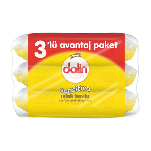 Dalin Sensitive Islak Havlu 3'Lü Paket 156 Yaprak