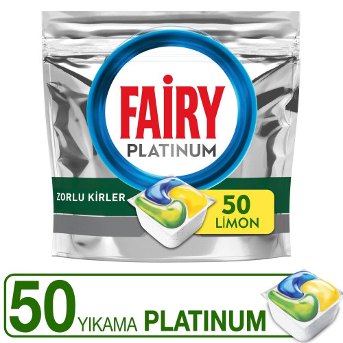 Fairy Platinum 50 Yıkama Bulaşık Makinesi Deterjanı Kapsülü Limon Kokulu