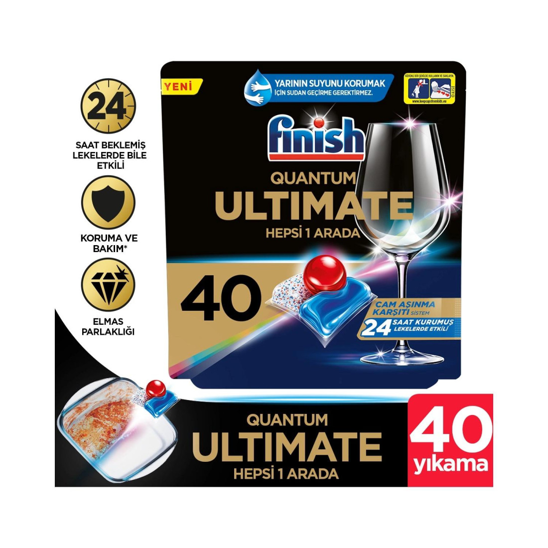 Finish Quantum Ultimate Bulaşık Makinesi Deterjanı Tableti / Kapsülü 40 Yıkama