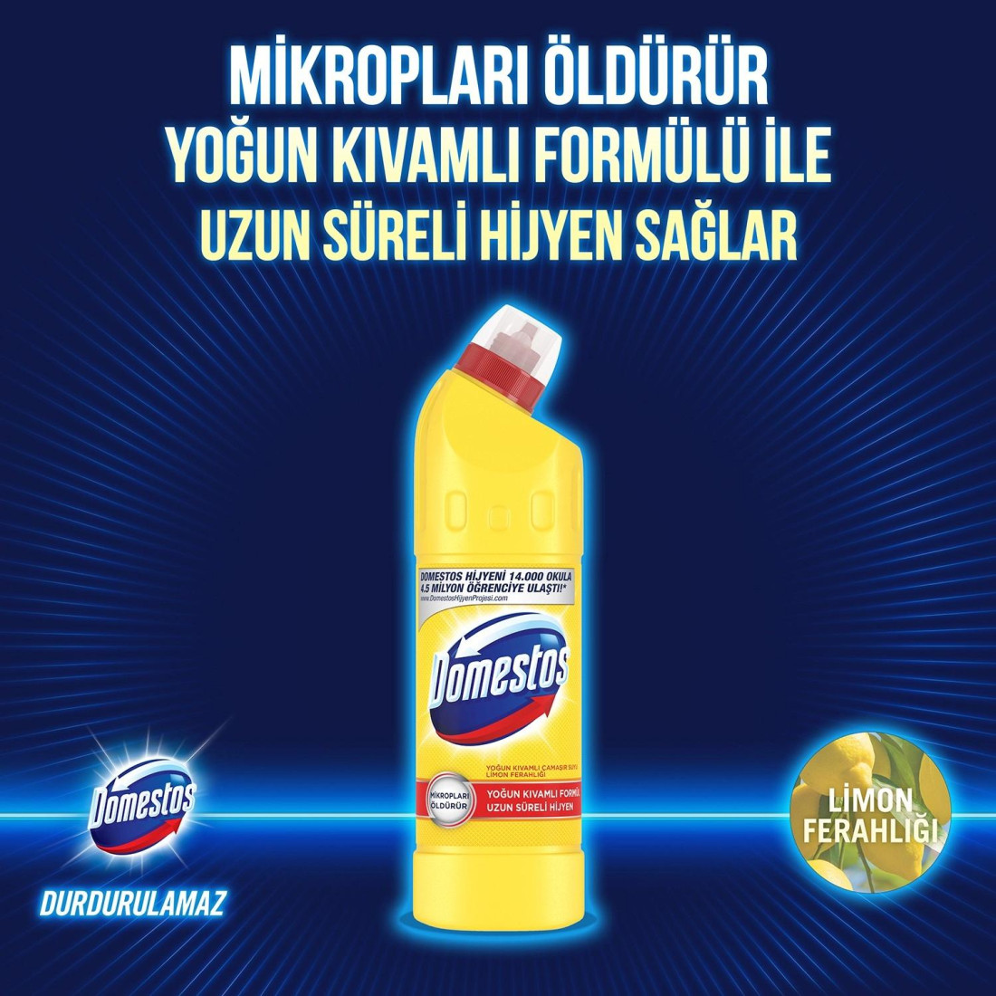 Domestos Çamaşır Suyu Yoğun Kıvamlı Formül Limon Ferahlığı Uzun Süreli Hijyen 750 Ml
