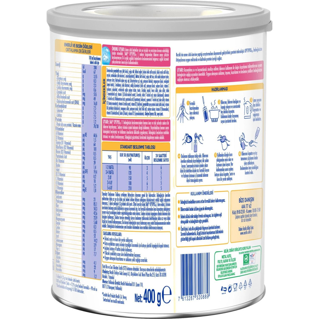 Sma Optipro Probiyotikli 1 400 Gr 0-6 Ay Bebek Sütü