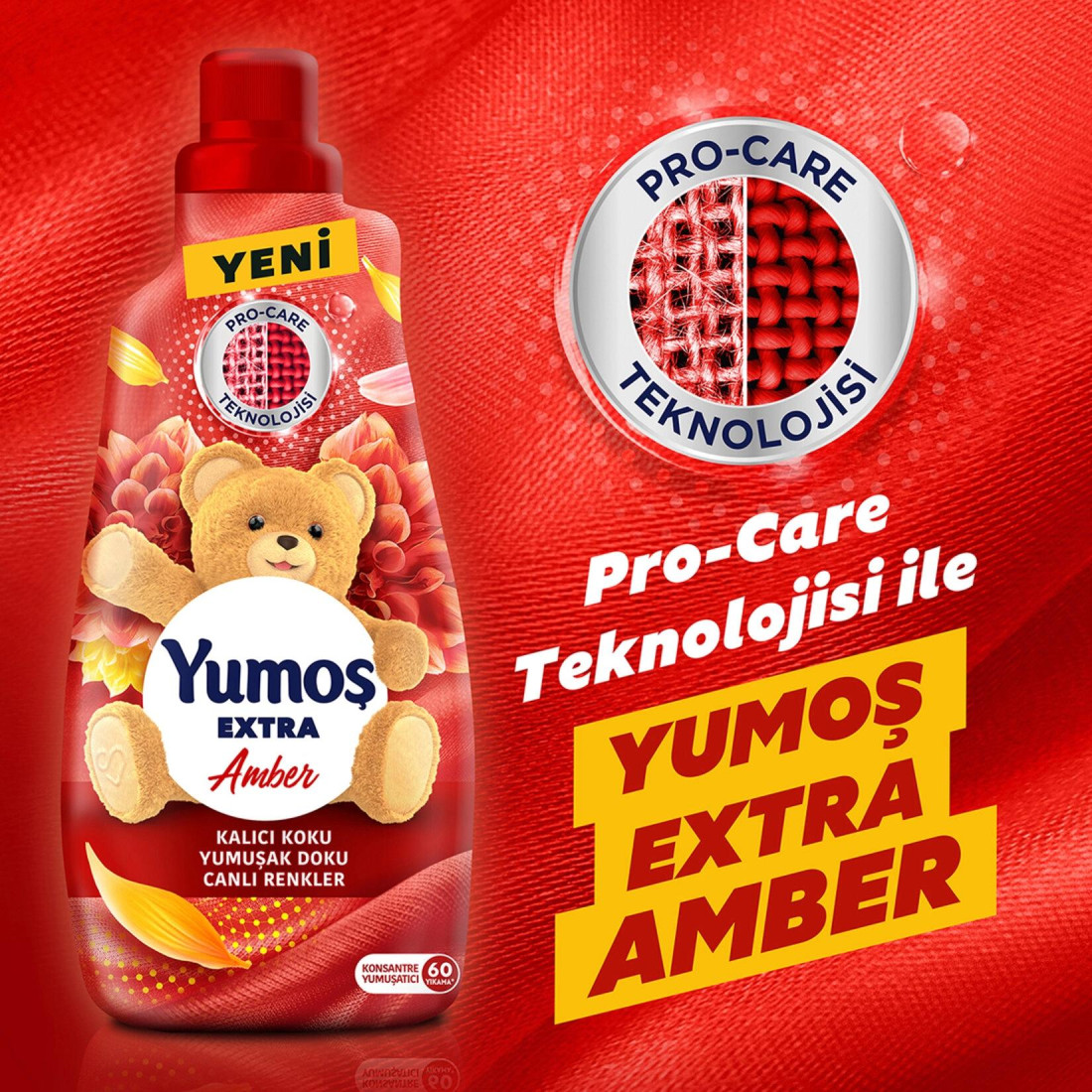 Yumos Extra Konsantre Çamaşır Yumuşatıcısı Renkliler İçin Amber 60 Yıkama 1440 Ml