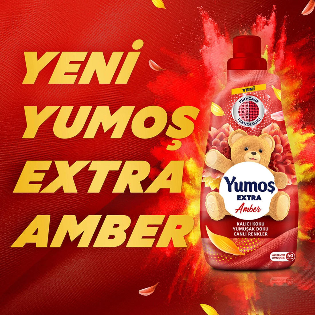 Yumos Extra Konsantre Çamaşır Yumuşatıcısı Renkliler İçin Amber 60 Yıkama 1440 Ml