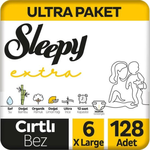 Sleepy Extra Avantajlı Bebek Bezi 6 Numara Xlarge 64 Lü X 2 Adet