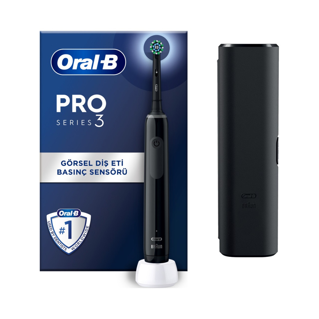 Oral-B Pro 3500 Şarj Edilebilir Diş Fırçası Siyah + Başlık