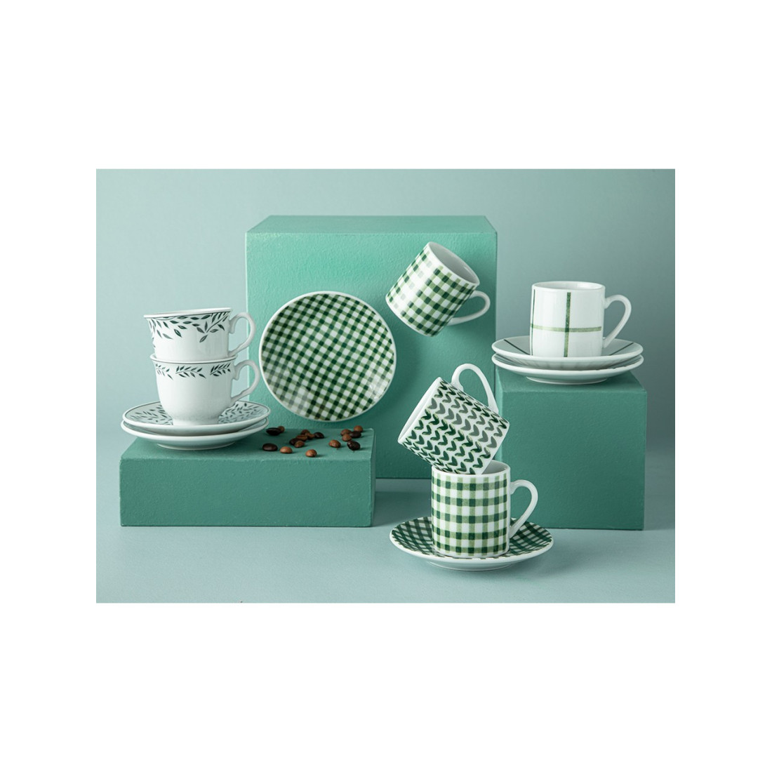 English Home Blatt Porselen 2'li Kahve Fincan Takımı 80 ml Yeşil