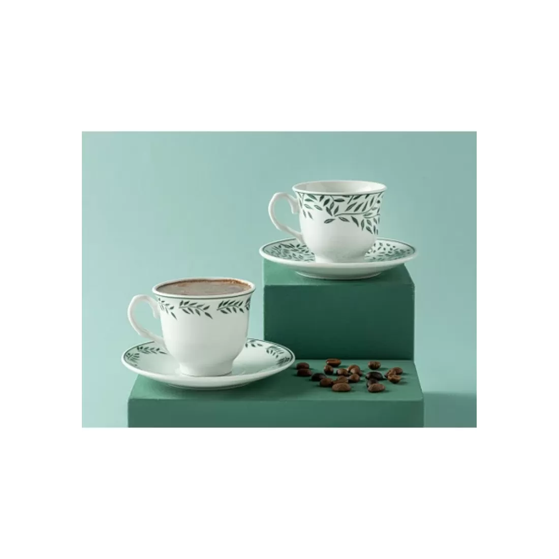 English Home Blatt Porselen 2'li Kahve Fincan Takımı 80 ml Yeşil