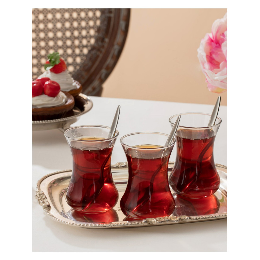 Madame Coco Victorine 6 Adet Şeffaf Cam Çay Bardağı Seti